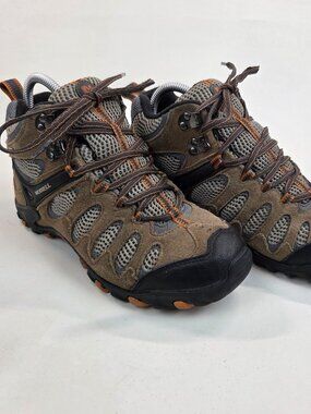 Merrell Shoes Hiking Boots Mens sz 7 Brown Orange Waterproof Performance